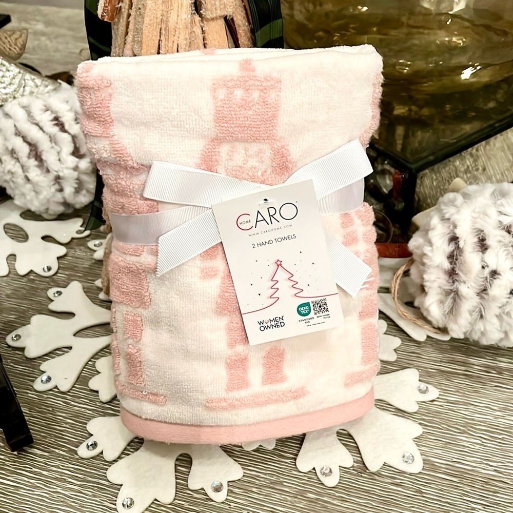 Pastel Pink Nutcracker Hand Towels